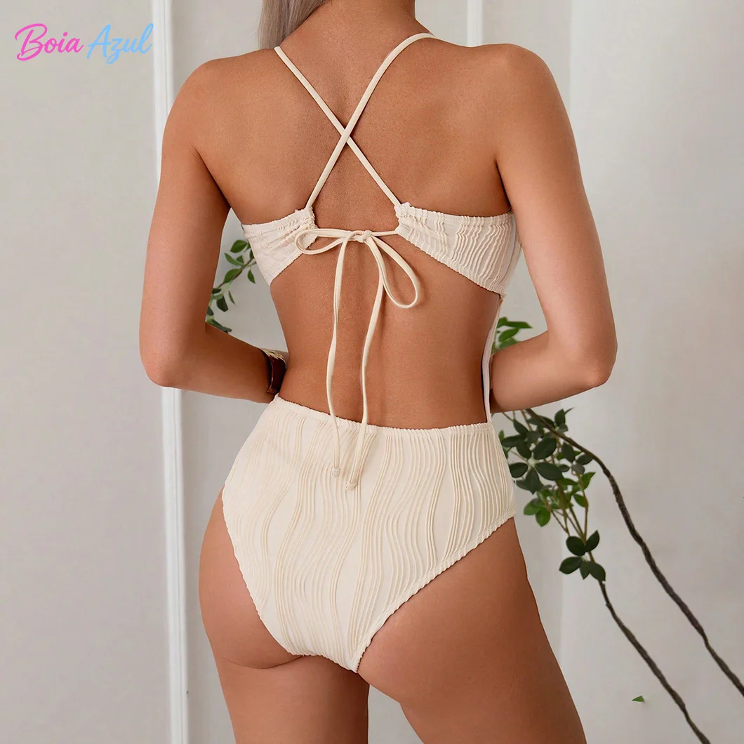 Contrasting color strapless three-quarter bikini swimwear leopard print halter top short skirt three-piece swimwear sexy backles
