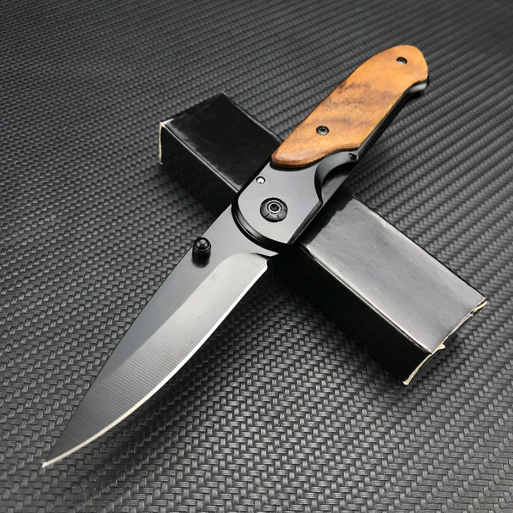 DA44 Outdoor Survival Folding Knife Wood Handle Portable Everyday Carry Hunting Camping Self Defense Knives Sharp Multitools