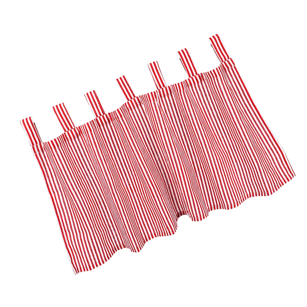 

1pc Cloth Short Striped Window Curtain Red Home Decor Bedroom Living Room Balcony Fashion Wash Resistant Soft Fabric