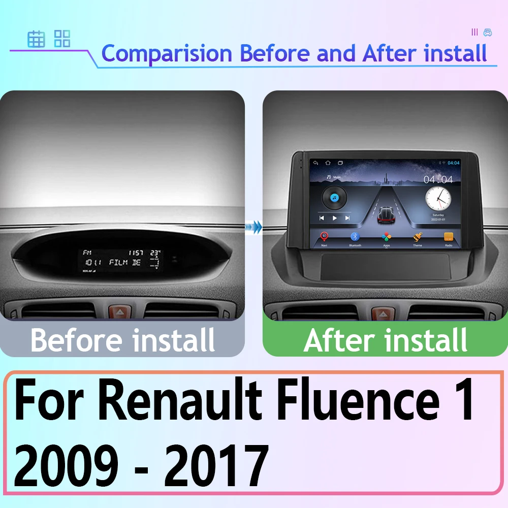 Android Auto For Renault Fluence 1 2009 - 2017 Car Auto Radio Navigation Multimedia Monitor Player Video Stereo Carplay 5G WIFI