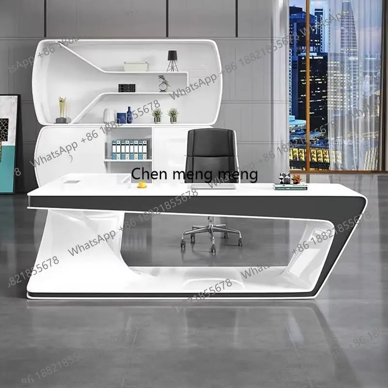 Wooden White Executive Office Desk Manager Designer Adjustable Study Computer Desk Gaming Large Scrivania Work Station Table