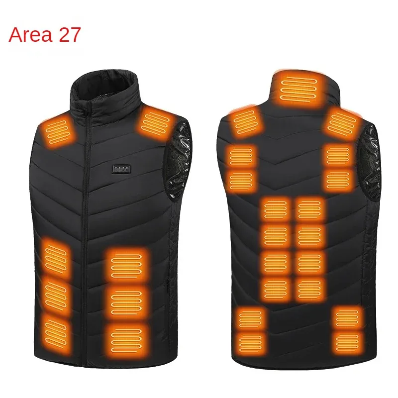 

Winter 27 Zone Intelligent Heating Vest Fashion Slim Fit Stand Up Collar Warm Jacket USB Intelligent Temperature Control Top 6XL