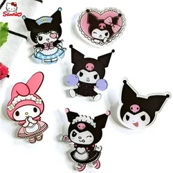 Cartoon Sanrio Kuromi Cinnamoroll Acrylic Brooch Sun Protection Clothing Hat Badge Kawaii My Melody Pochacco Children's Gift