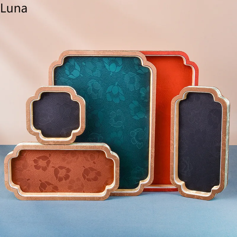 China-Chic Palace Wooden Jewelry Tray, Antique Hand Chain & Jade Bangle Storage, Counter Viewing Dish for Shop
