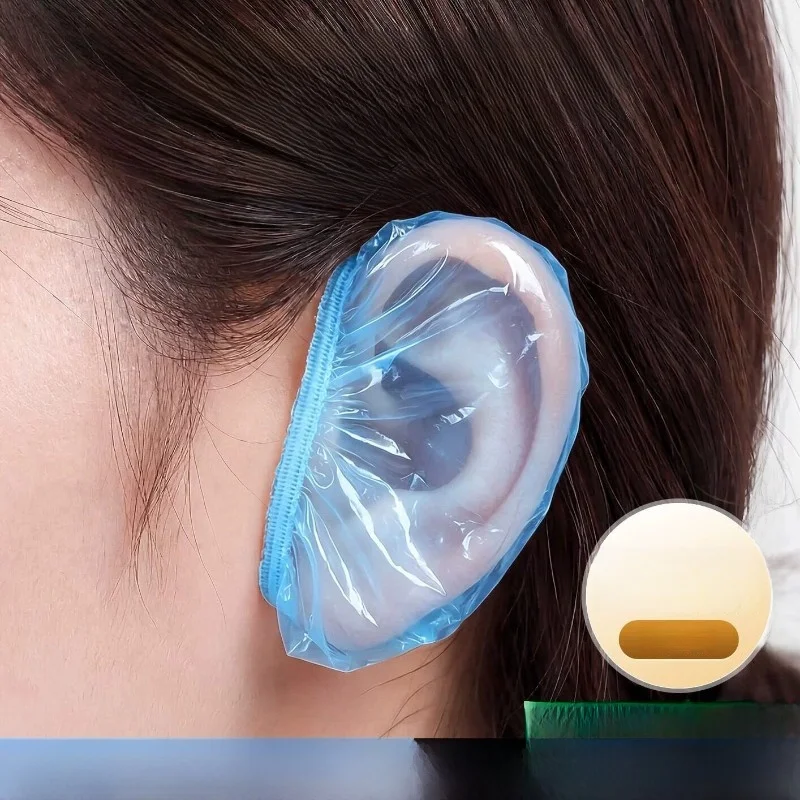 使い捨ての厚手の耳カバー（ヘアカラー、洗髪用）、防水耳保護カバー（ピアス、入浴用）