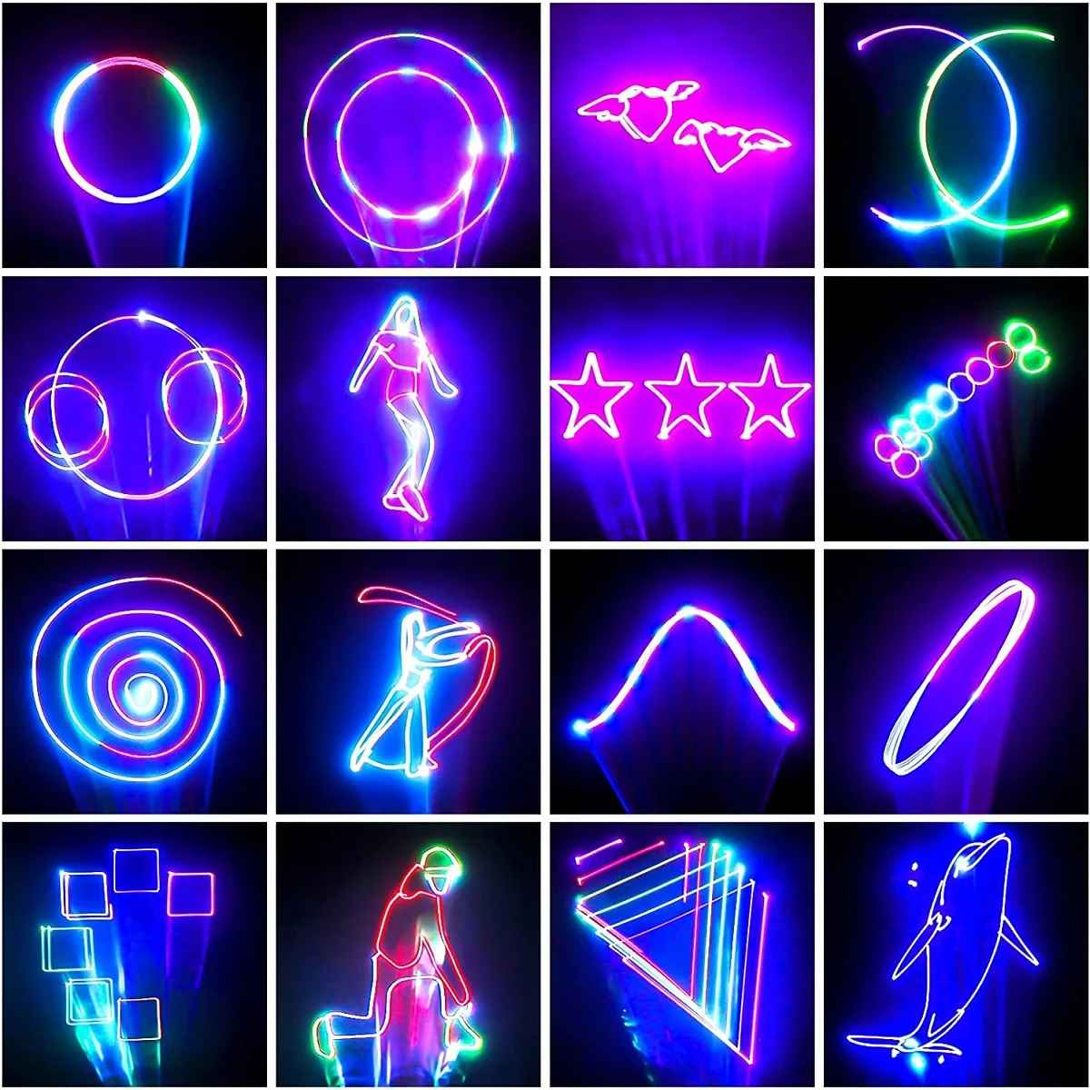 DJ Disco Party Lights DMX512 Sound Activation and Remote Control Stage Lights 3D Animated RGB Beam Pattern Projector