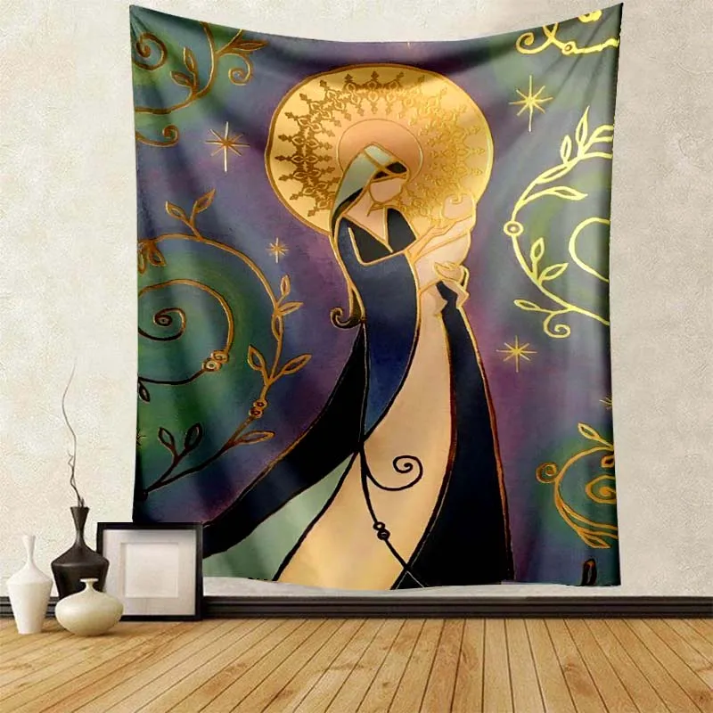 Virgin Mary Religion Christ Tapestry Lightweight Decorative Ornament Super Soft Tapestry Bed Sofa Dormitory Living Room Adult