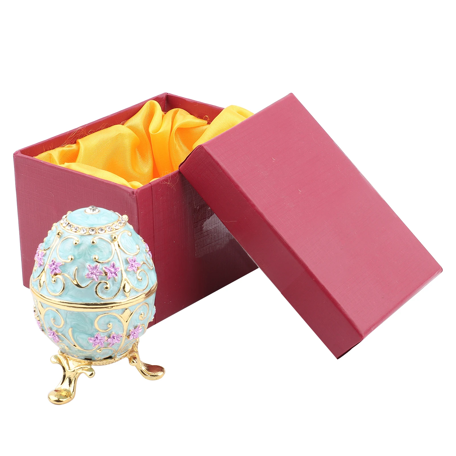 Hand-Made Enameled Easter Egg Jewelry Box Organizer Home Desktop Decor Ornaments Gifts Jewelry Organizer Enameled Easter Egg Box