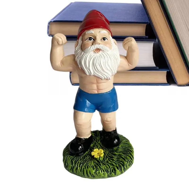 1pcs Muscular Garden Dwarf Statue Dumbbell Weightlifting Gnome Sculpture Multipurpose Decor For Gardens Courtyards Bedrooms