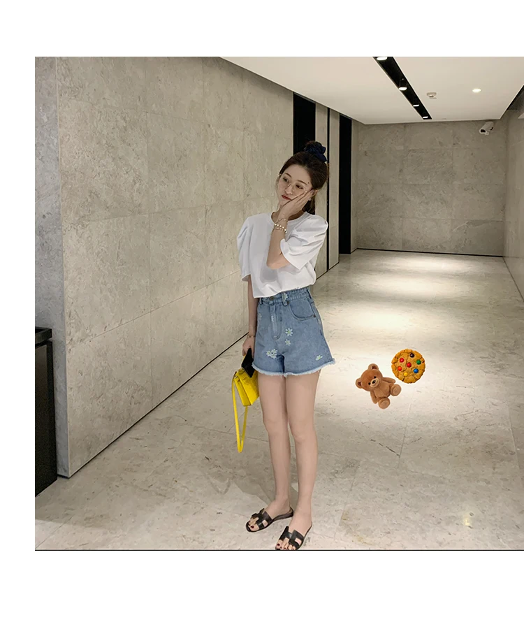 

High Waist A-Line Daisy orts Rescuing Wardrobe Little Flower Jeans ort Pants Summer Collection Je Collection