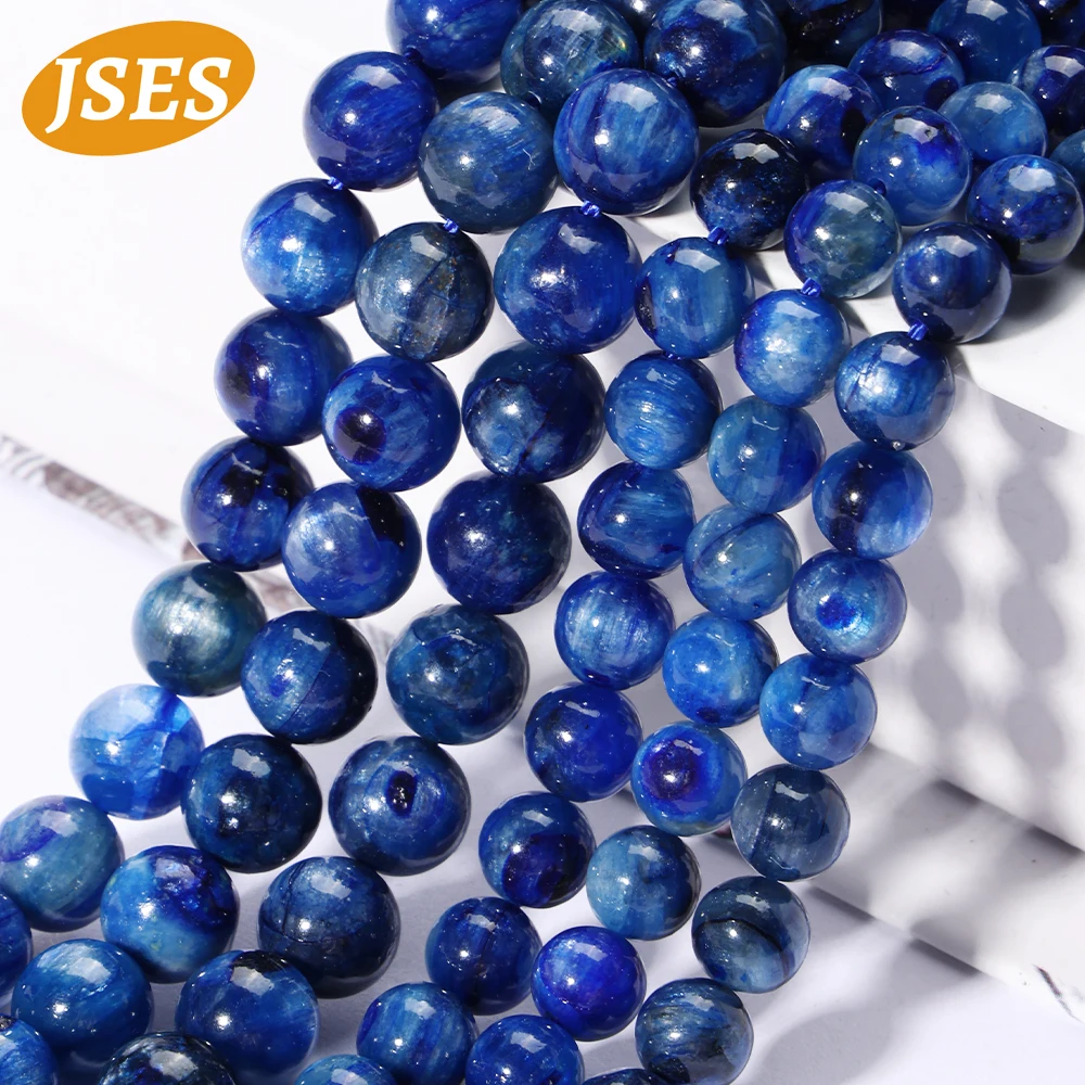 JSES Blue Kyanite Beads 6mm 7mm 8mm Spacer Loose Gemstone Beads for Jewelry Making Bracelet Necklace Handmade DIY Accessories