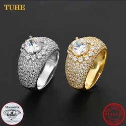 7mm D Color Moissanite Finger Rings for Women Men S925 Sterling Silver 18K Gold Plated Band Rings Trendy GRA Certified Jewelry