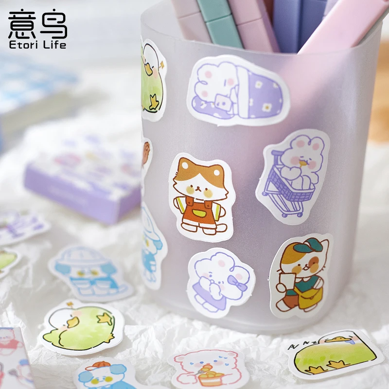 45 PCS Cute Animal Creative Student DIY Stationery Decoration Stickers Suitable for Photo Albums,Diaries,Cups,Scrapbooks