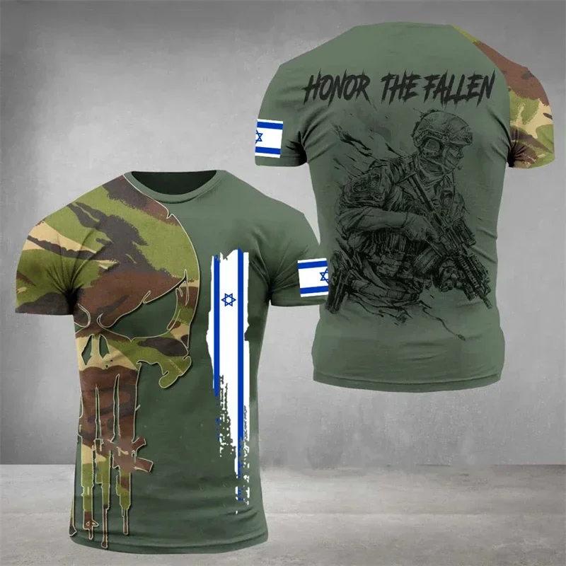 Israel National Flag T Shirt For Men Army Veteran Tactical Tops Military Camo 3d Printed Israeli T-shirt Soldiers Forest Tees