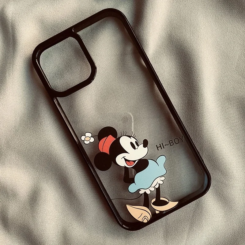 Casing Lunak Transparan Disney Couple Mickey Minnie Mouse untuk iPhone 16 15 13 12 11 14 Pro Max XS XR 16 7 8 Plus X SE Coque