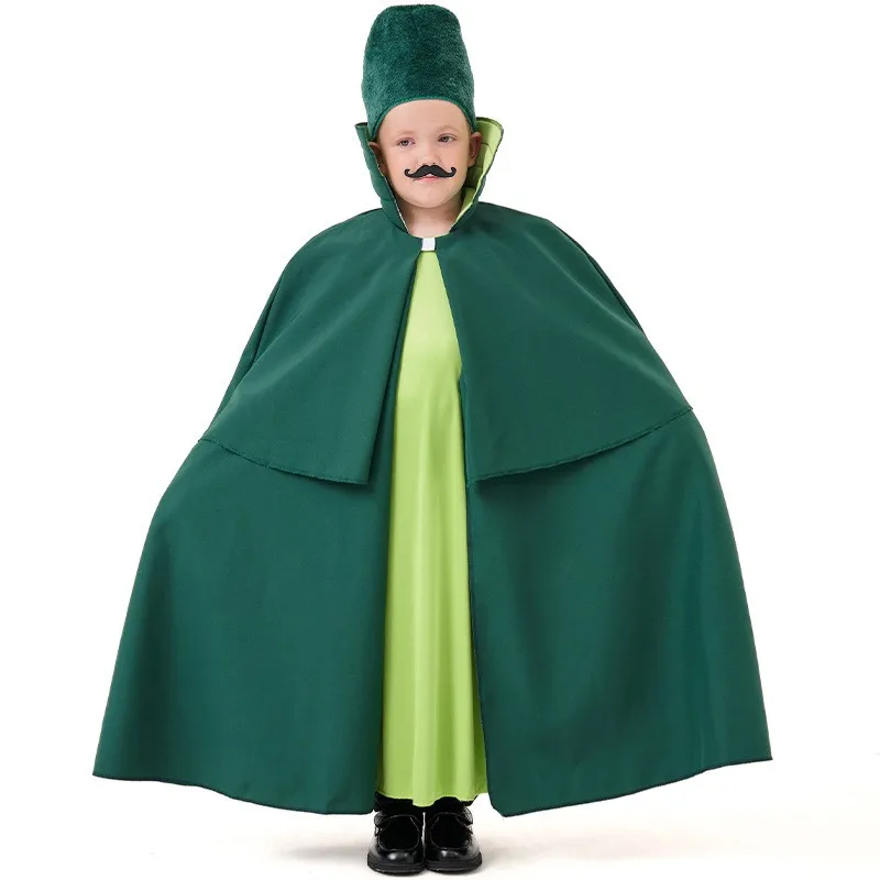 

Halloween Costume Children's Green Wild Goose Chase Oz Soldier Role Play Big Beard Guard Set Polyester Fiber Stage Costume