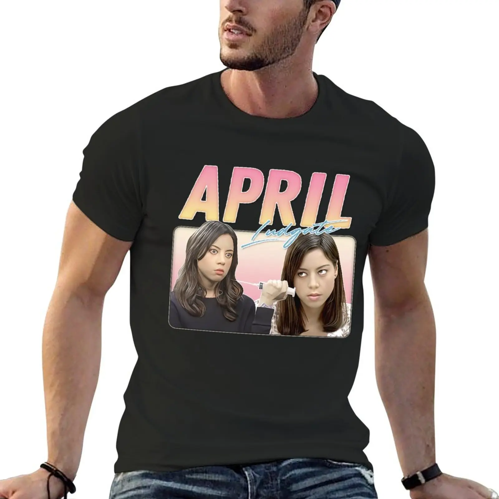 Aubrey Plaza - April Ludgate T-shirt customs design your own summer tops anime sweat mens champion t shirts