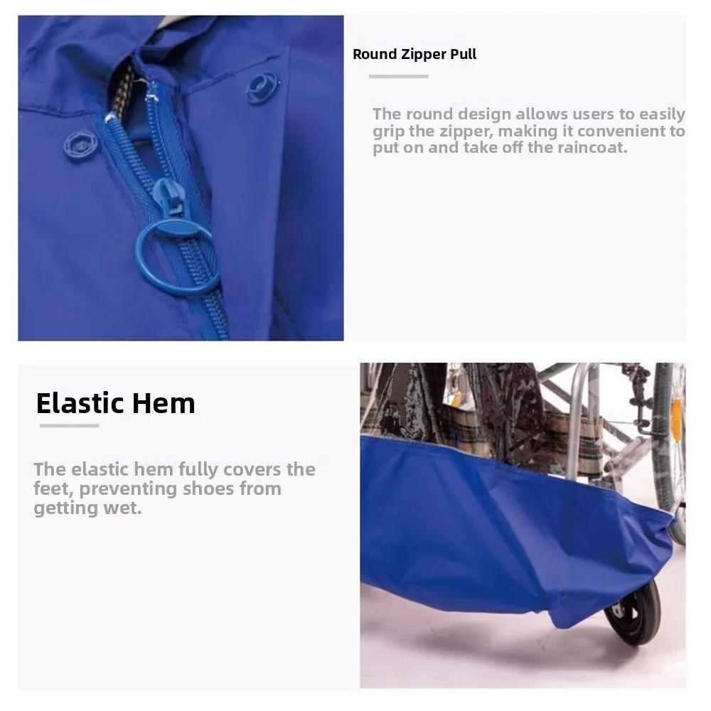 

Reusable Wheelchair Rain Poncho Reflective Strip Waterproof Raincoat Cloak Packable Lightweight Windproof Cape