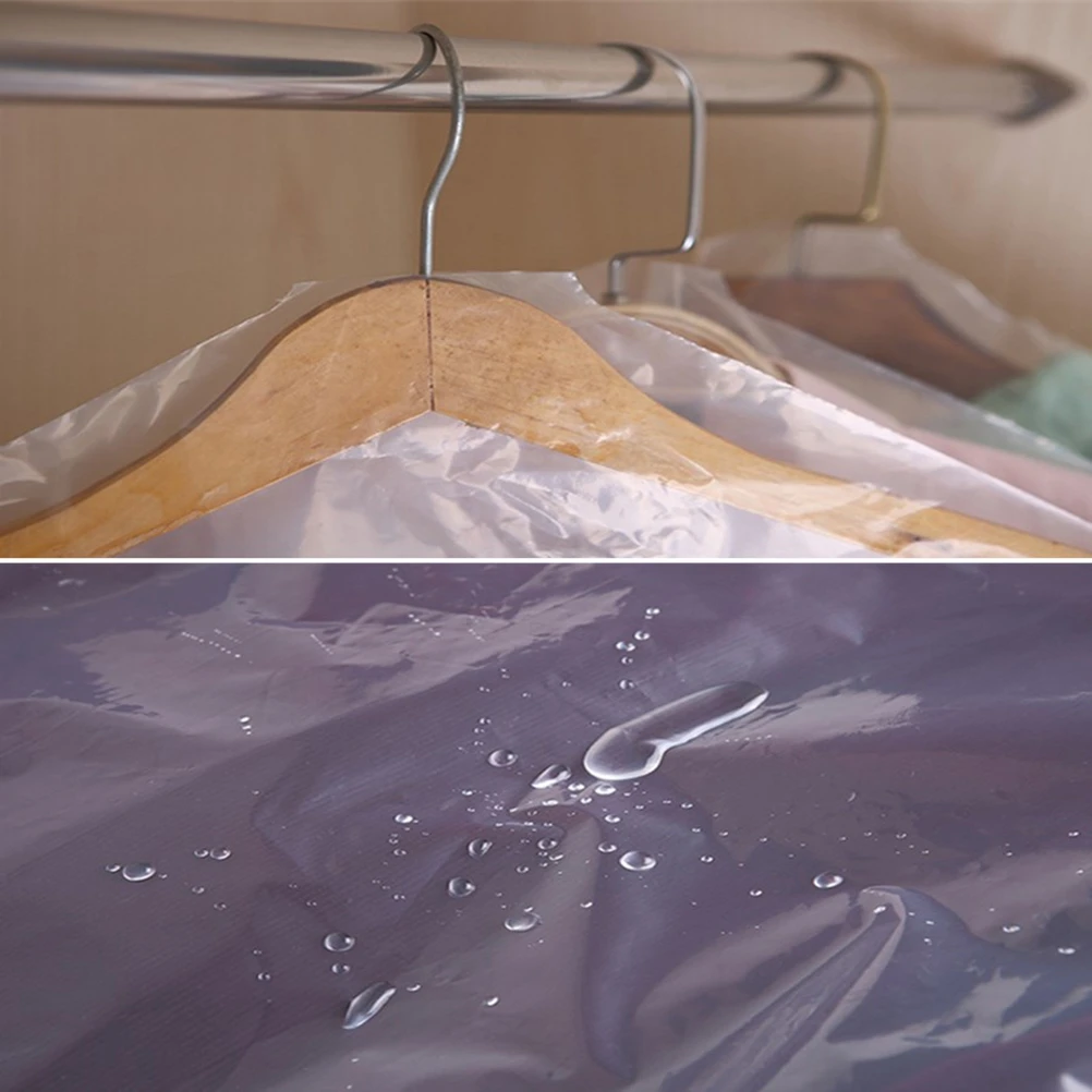 

10Pcs Clear Clothes Cover Dustproof Garment Bags Transparent Waterproof Suit Coat Organizer Storage Bags 60x100cm for Home