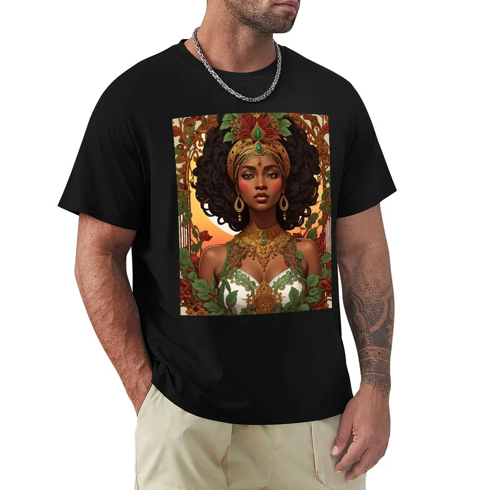 

Beautiful Queen of Sheba retro vintage floral design T-Shirt Dry Fit Athletic Short Sleeve Shirt