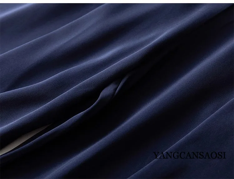 Pocket Design 93% Natural Mulberry Silk Elastic Double Qiao Satin Black Drape Comfortable Women's Fashionable Casual Pants
