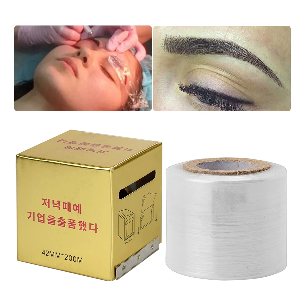 Fita Conservante de Plástico para Maquiagem Permanente, Descartável, Microblading, Suprimentos de Tatuagem, Filme Envoltório, Tampa Transparente,