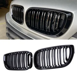 Parrilla delantera para riñón de coche, rejilla negra brillante, parrillas de carreras para capó de doble listón para BMW Serie 3 E46 4 puertas 2002-2005, reemplazo automático