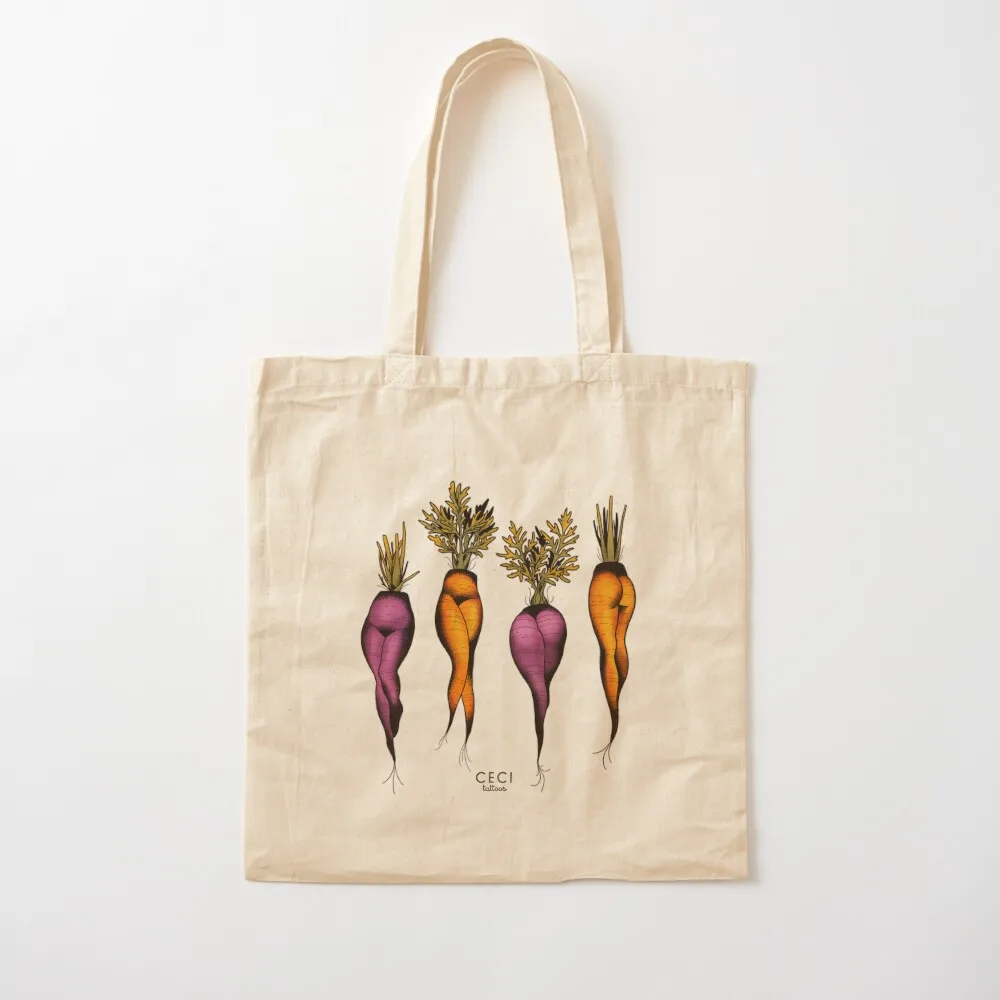 Sexy carrots botanical chart tattoo flash Tote Bag bag for beach tote bags aesthetic bags luxury women canvas shopping bag