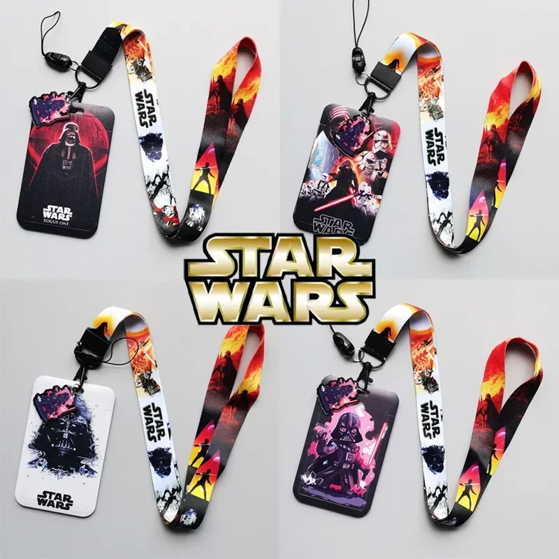 Star Wars Anime Card Holder Fashion Children Hanging Neck Bag Lanyard Bank ID Holders Protective Case Anti-lost Cover Keychain