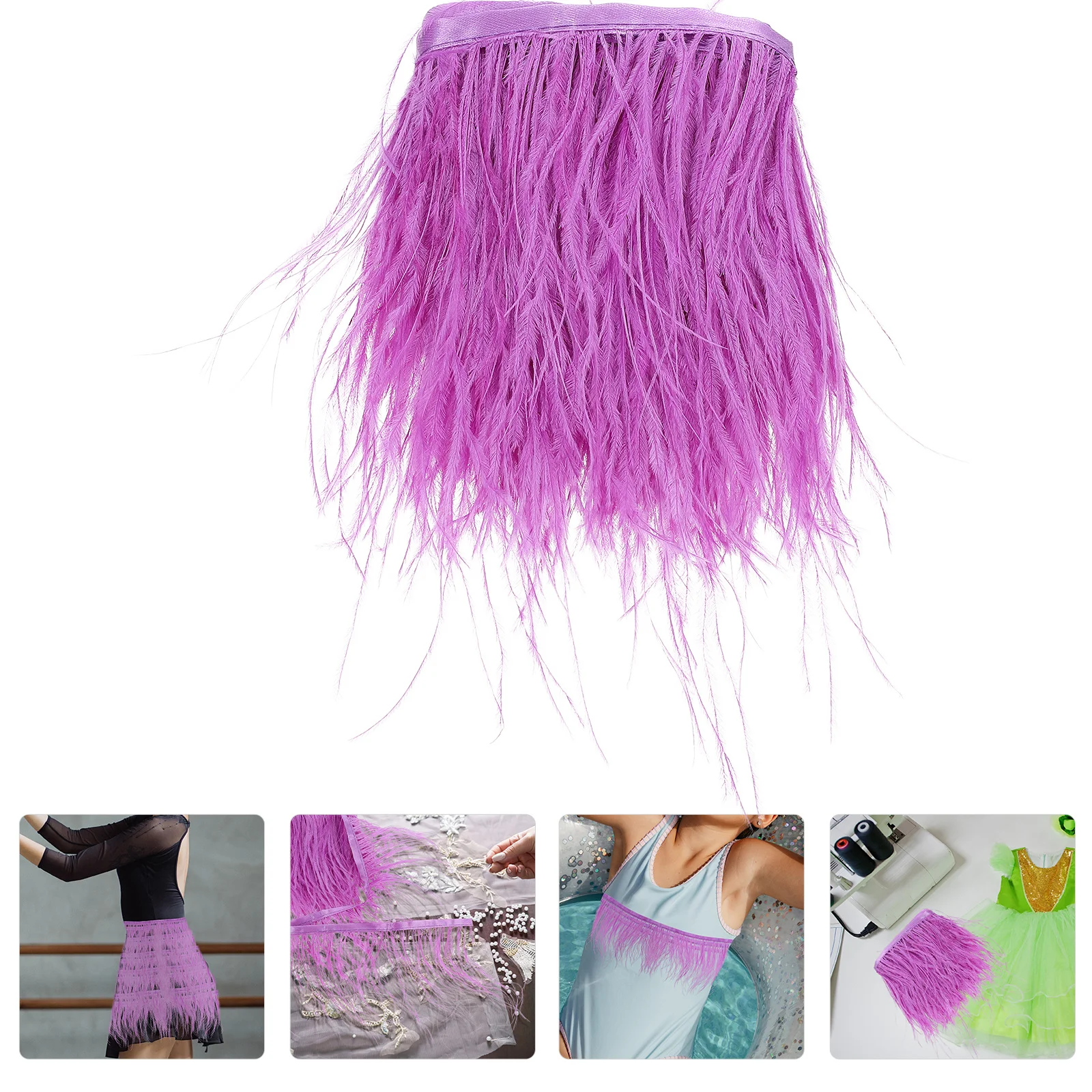 

Ostrich Plume Trim 2 Rolls Premium DIY Clothes Accessories for Wedding Dress Shawl Stage Costume Decor Handmade Sewing Supply