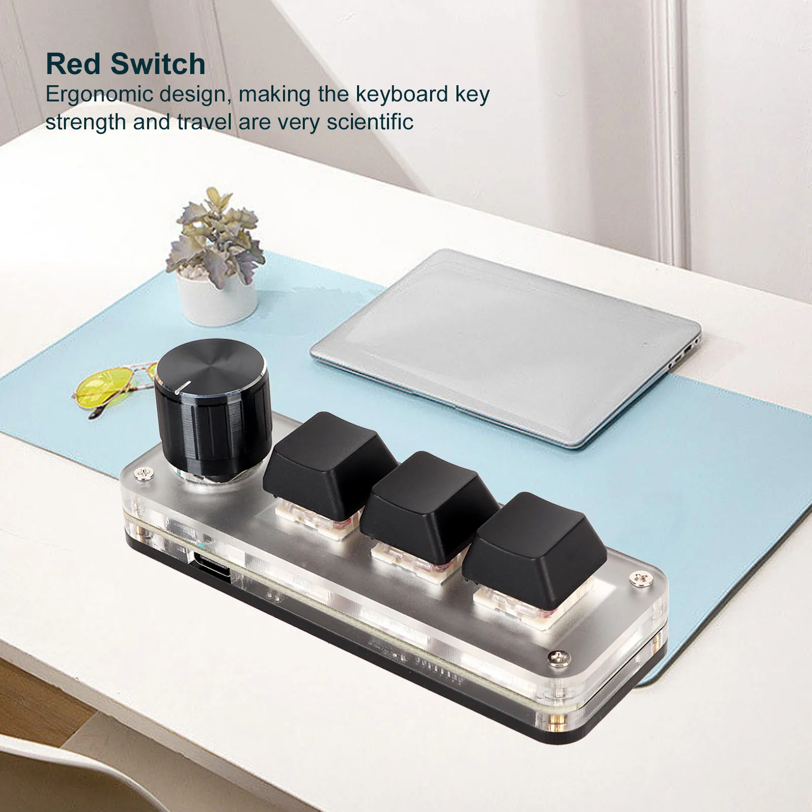 Red Switch Macro Keyboard Plug and Play Ergonomic Customized Knobs USB Mini Keypad for Desktop PC