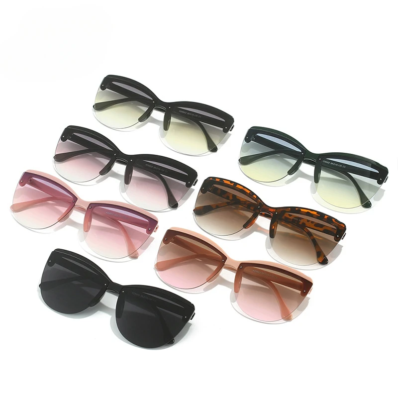 Half Frame Cat Eye Retro Sunglasses Cutting Edge Large Frame High-end Sunglasses Sunshade/UV Resistant Sunglasses for Women