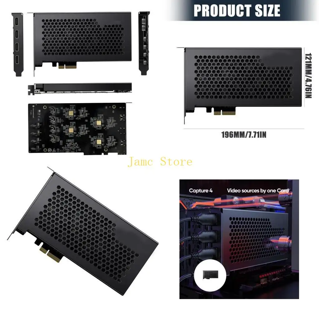 

LX0B Устройство захвата PCIE с низкой задержкой и записью, 4-канальная карта видеозахвата HDTV PCIE для цифровой зеркальной с в