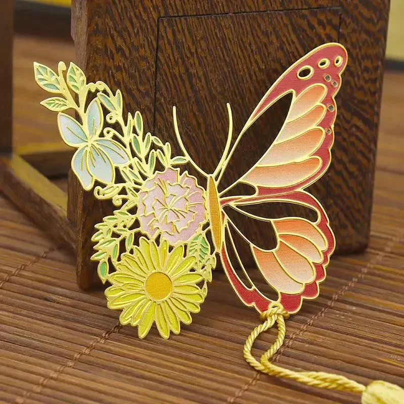 Exquisite Butterfly Metal Bookmarks Fashion Flower Insect Shape Book Mark With Tassel School Office Supplies Student Stationery