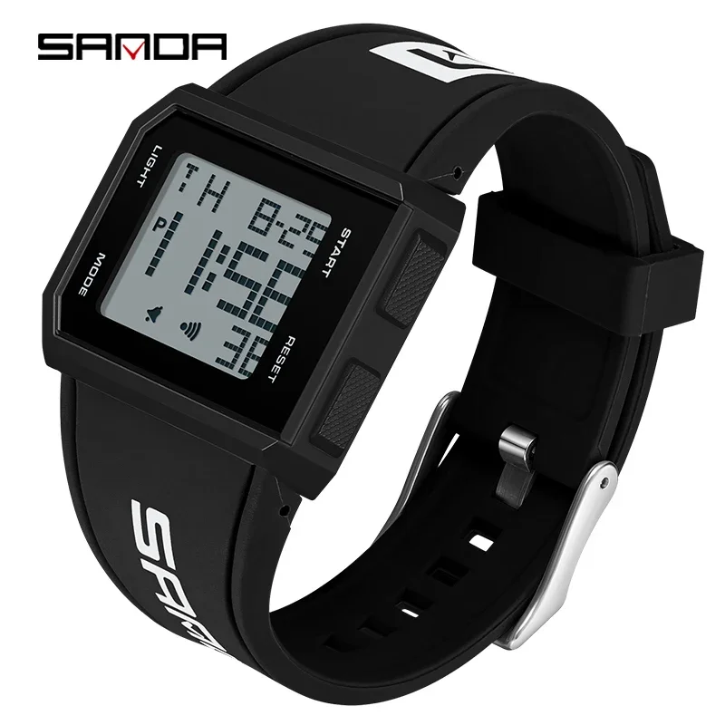 SANDA  9003 Brand Men\'s Digital Watch Chronograph Sport Electronic Bracelet Waterproof Men Wristwatch Alarm Clock Mens Watches