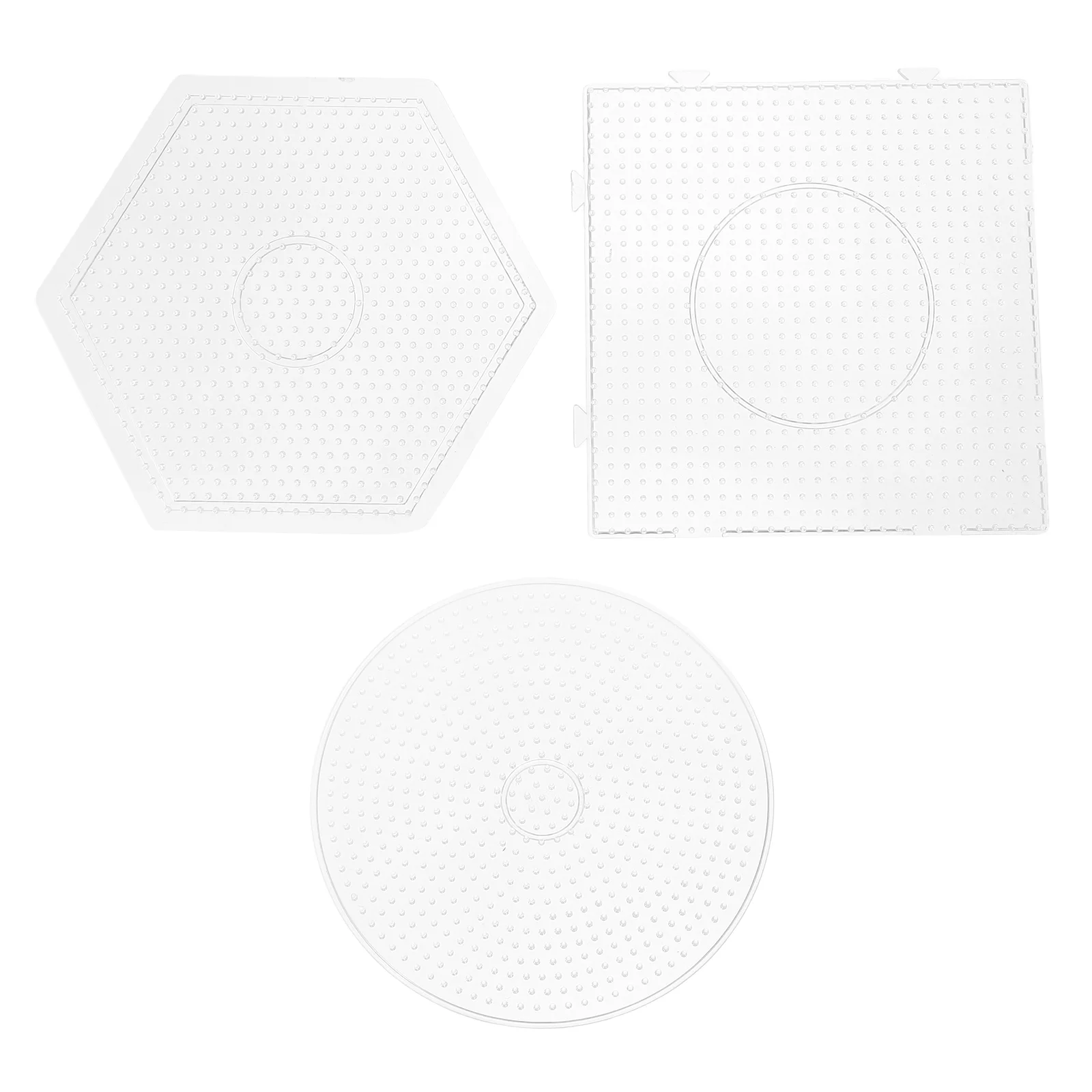 

3 Pcs Plastic Pegboards Fuse Beads Boards Kids Craft Educational Tool 3 Shapes Reusable Sturdy Lightweight Jewelry Making