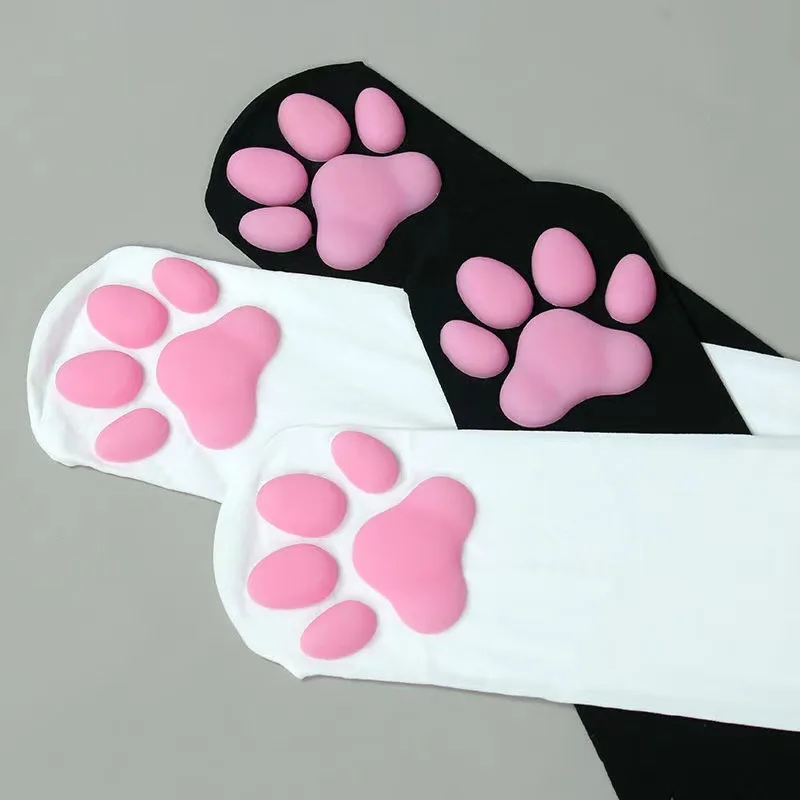 AniLV Japanese Anime Lolita Girl Student Cute 3D Silicone Paw Cat Claw Over Knee Stockings Women Leg Wear Stocking Cosplay