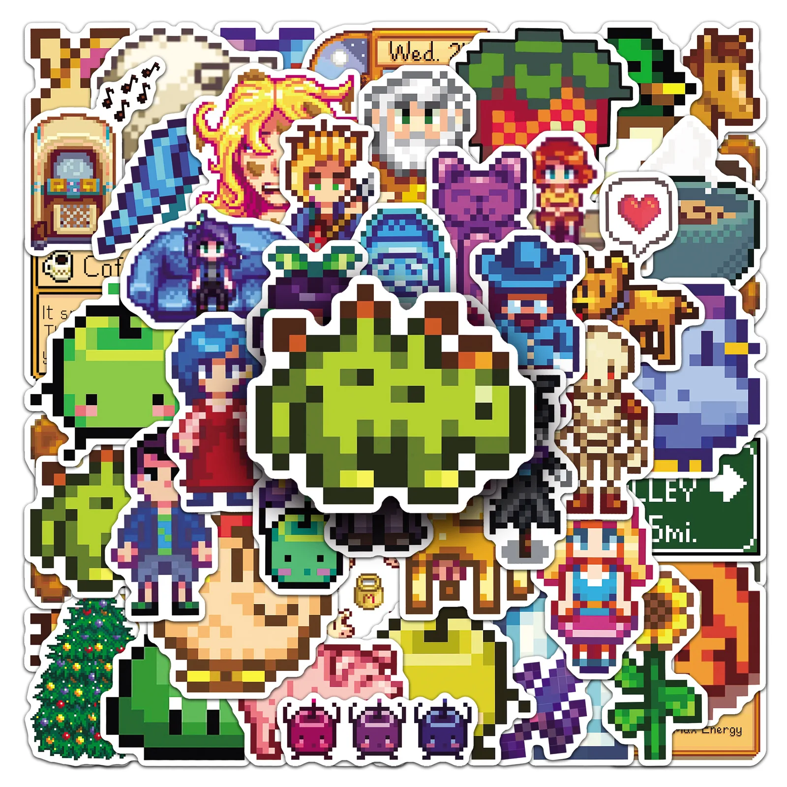 50 Pegatinas de Stardew Valley, Pegatinas de Alex Graffiti, Pegatinas Estéticas para Manualidades, Diario, Funda de Teléfono, Álbum de Recortes