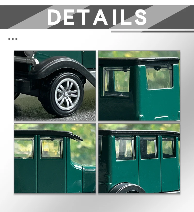 1:43 Legierung Vintage Diecast Auto Ford A 1930 Modellauto Klassisches Zurückziehen Automodell Miniaturfahrzeug Replik Geschenk für Kinder Erwachsene – Detail 3