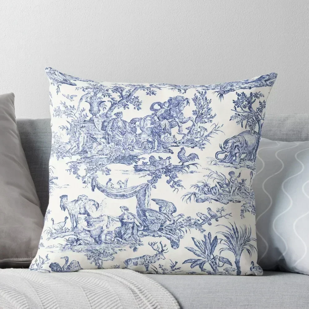 

Blue Toile - English - French countryside Throw Pillow Anime Pillow Covers Decorative Couch Cushions Decorative Cushions pillow