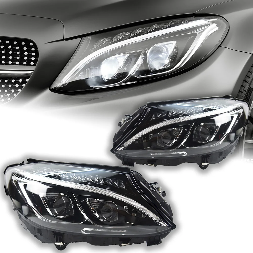 Car Lights For Benz W205 Headlight Projector Lens 2014-2018 C180 C200 C260 Head Lamp LED Headlights Drl Automotive Accessories