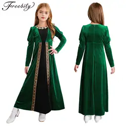 Girls Medieval Renaissance Princess Dress Halloween Vampire Cosplay Costume Ancient Roman Toga Long Sleeve Retro Velvet Gown