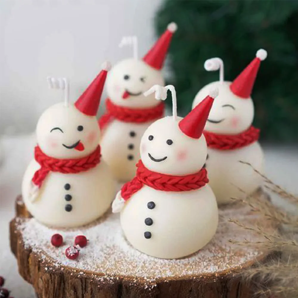 8 Cells Coconut Silicone Cake Mold Christmas Snowman DIY Chocolate Mousse Jelly Pudding Pastry Tool Ice Cream Dessert Pan Tools