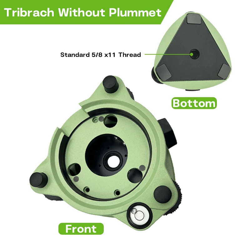 Swiss-type Green Large Pore Tribrach Without Optical Plummet White bubbles stabilize Compatible Total Station Measurement
