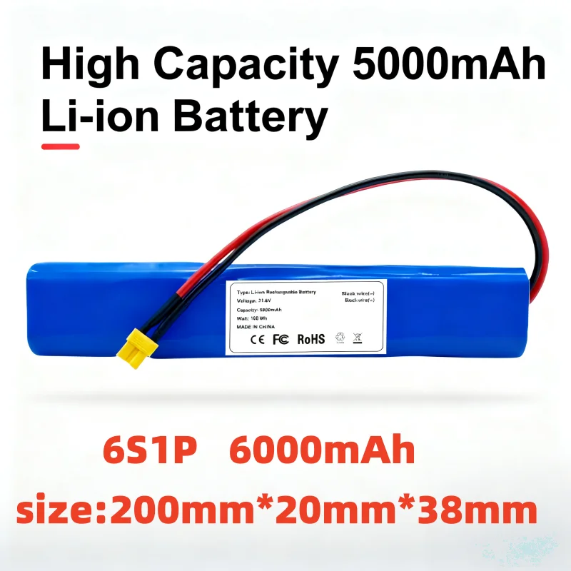 

Ultra Large Capacity 21.6V 5000mAh 6S1P Lithium Battery Pack, Rechargeable for Devices, High Power Supply for Electronics