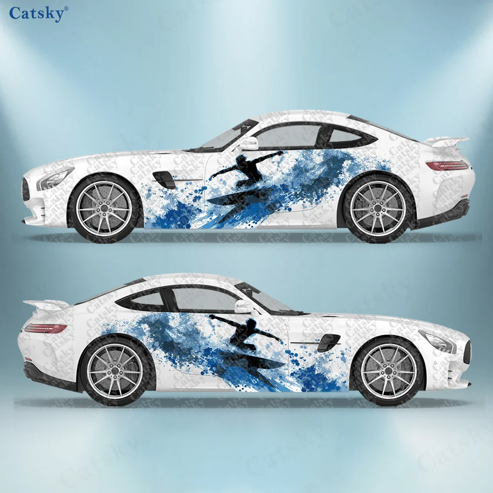 

Cool Blue Wave Surf Male Car Side Sticker Decoration,PVC Waterproof Scratch Resistant Decal,Car Protect,Auto Accessories Gift
