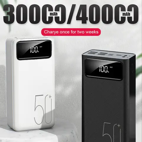 30000mAh/40000mAh Power Bank Micro USB QC Fast Charging Outdoor Camping Powerbank LED Display Portable External Battery Charger