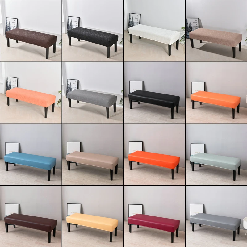 Waterproof Jacquard Piano Chair Cover Stretch Jacquard Dining Bench Covers Rectangular Solid Color Stool Seat Cover