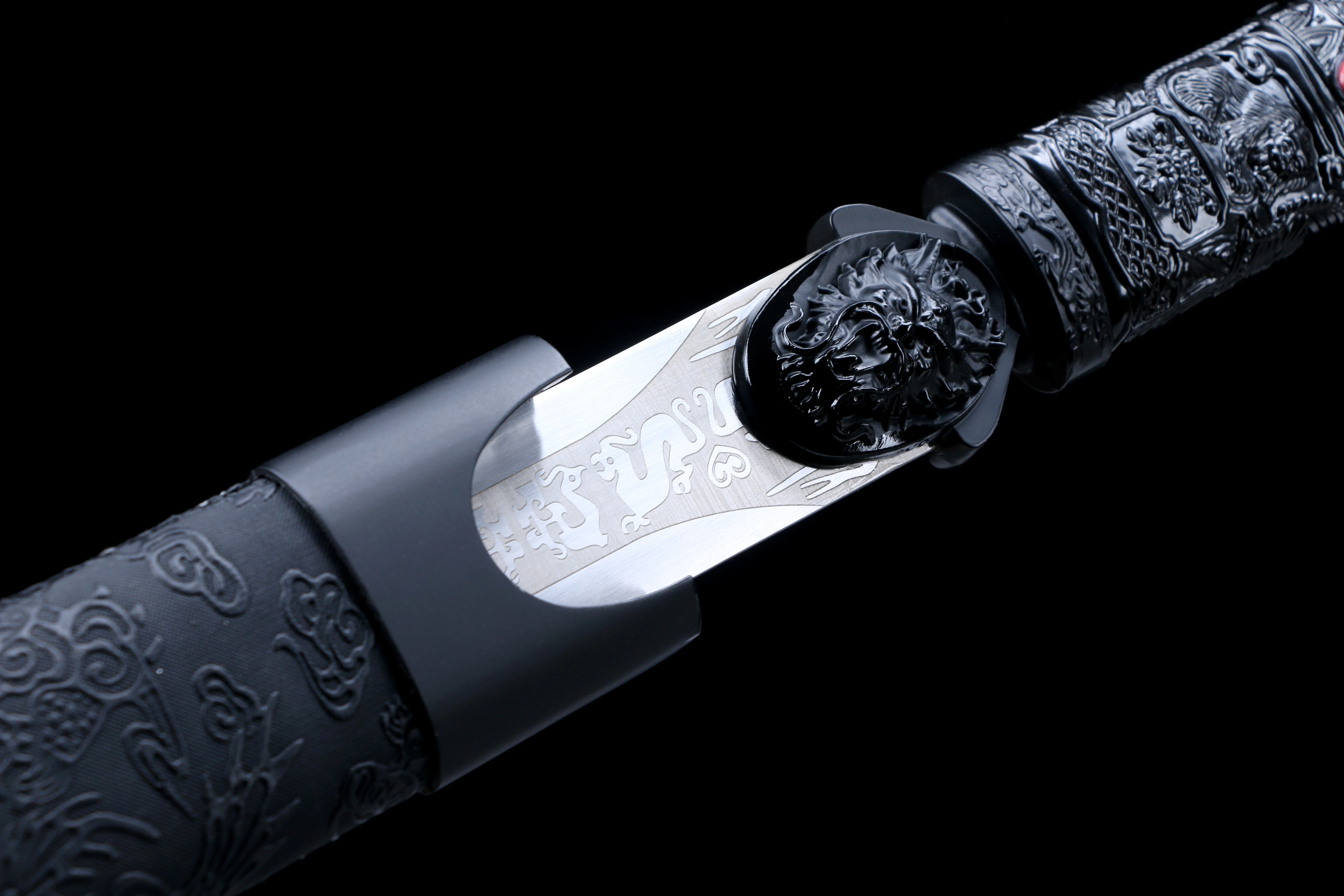 

110 cm Medieval black divine dragon katana full tang manganese steel Temple Myth ninja samurai sword battle ready