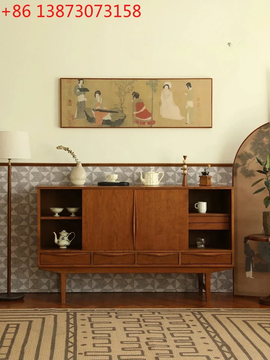 

Simple Retro Dining Side Tea Cabinet Retro French Solid Wood Cupboard Mid-Ancient Simple Locker